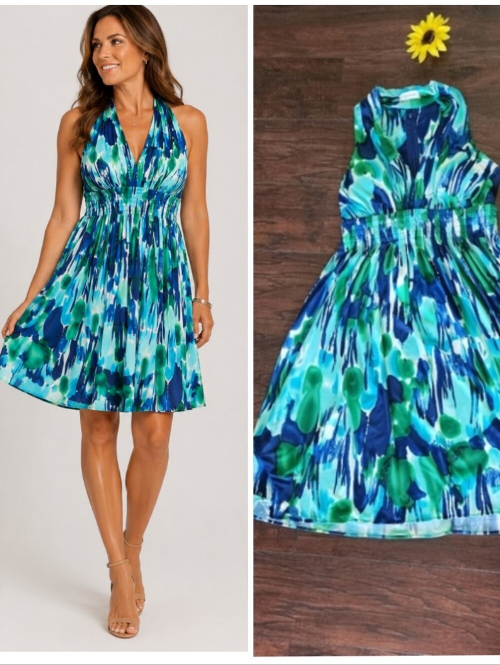 Calvin Klein | Watercolor Halter Dress Size 4